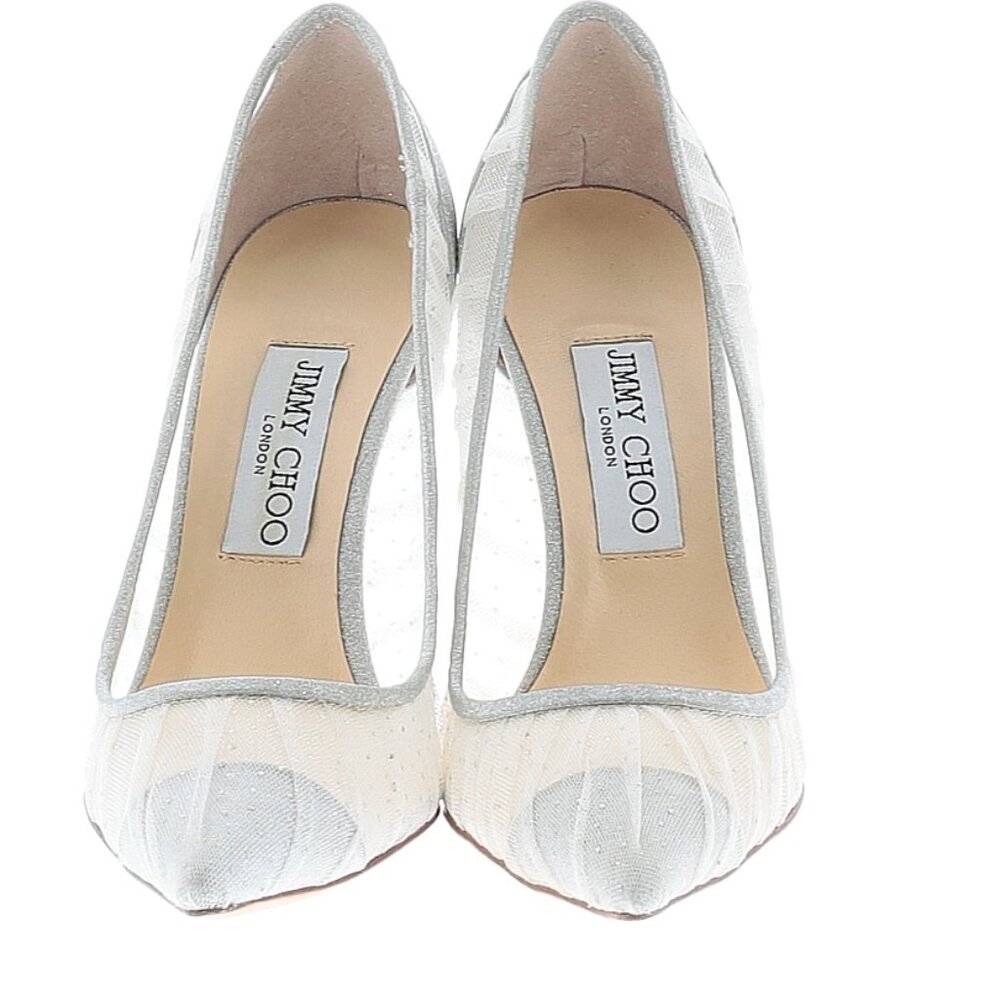 Jimmy Choo Silver dressy Love Heels Size 38 85 mm